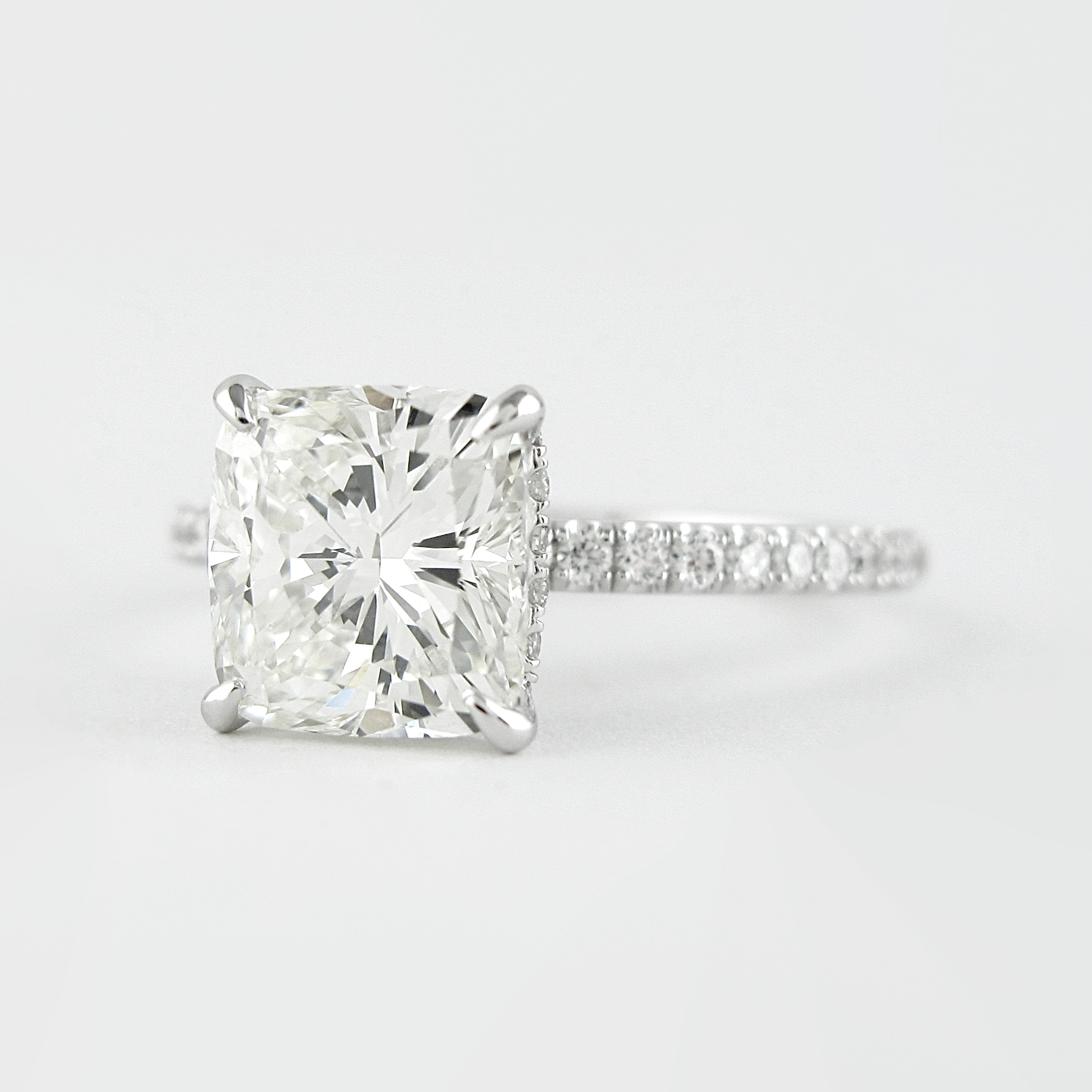 1.80 CT Cushion Cut Moissanite Pave Engagement Ring