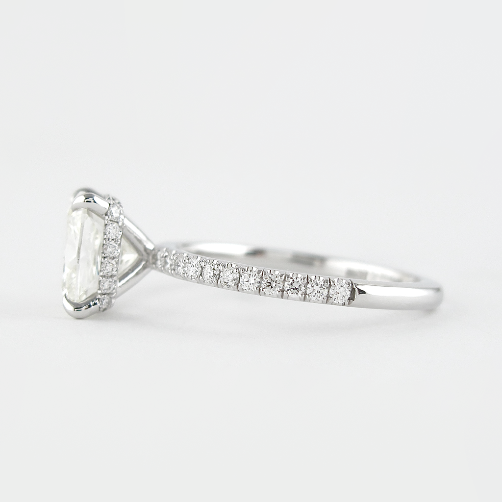 1.80 CT Cushion Cut Moissanite Pave Engagement Ring