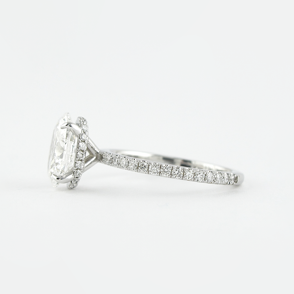 1.33 CT Oval Cut Hidden Halo Moissanite Engagement Ring
