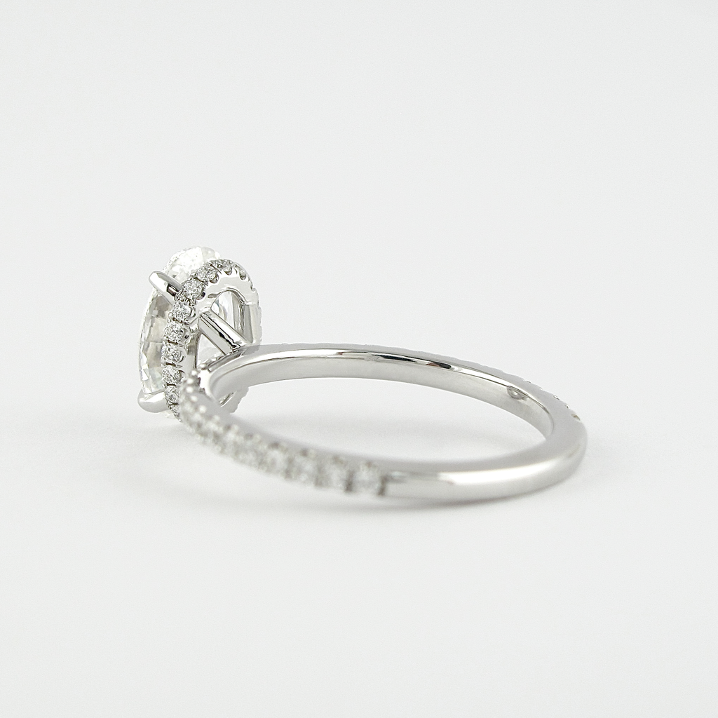 1.33 CT Oval Cut Hidden Halo Moissanite Engagement Ring