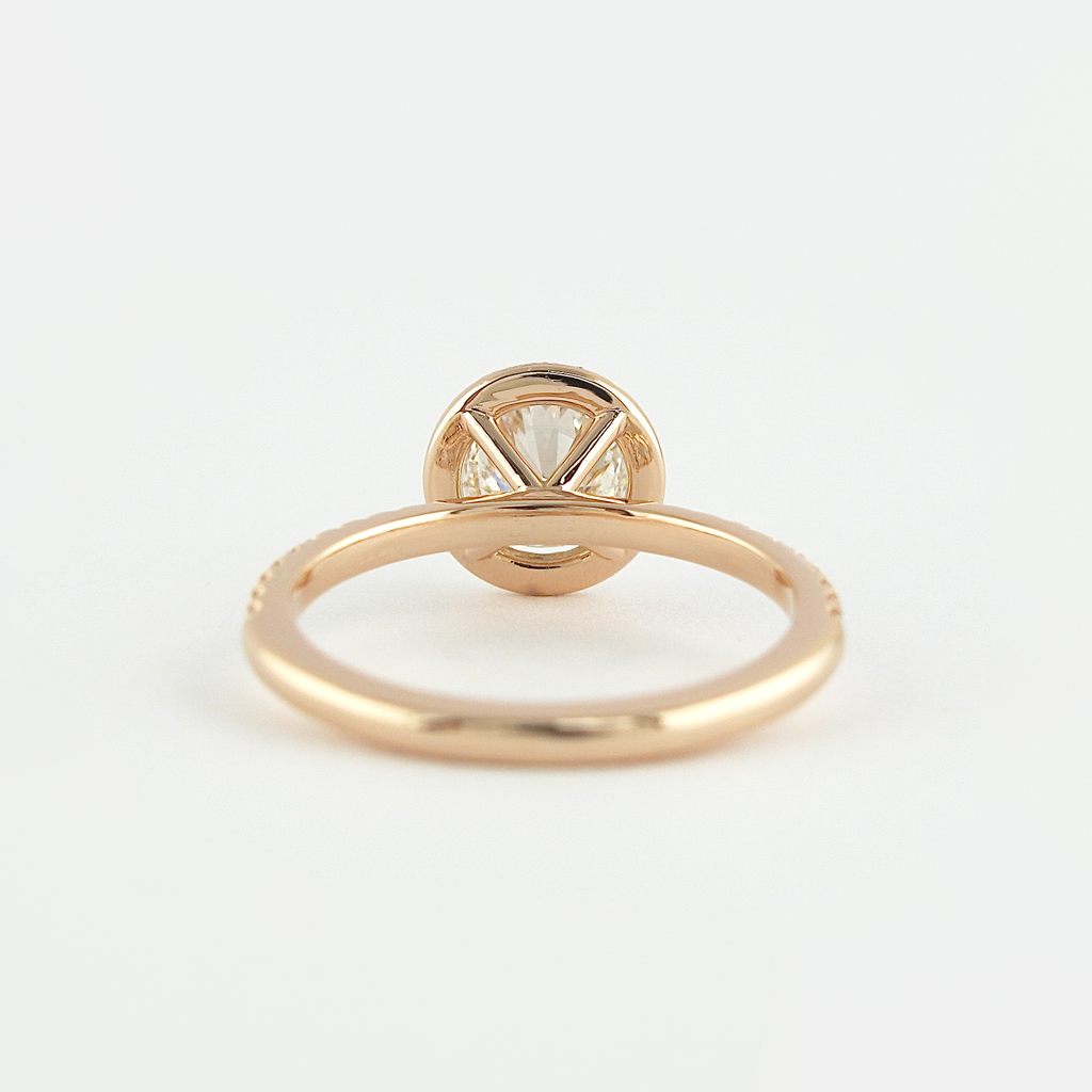 1.0 CT Round Cut Halo Style Moissanite Engagement Ring