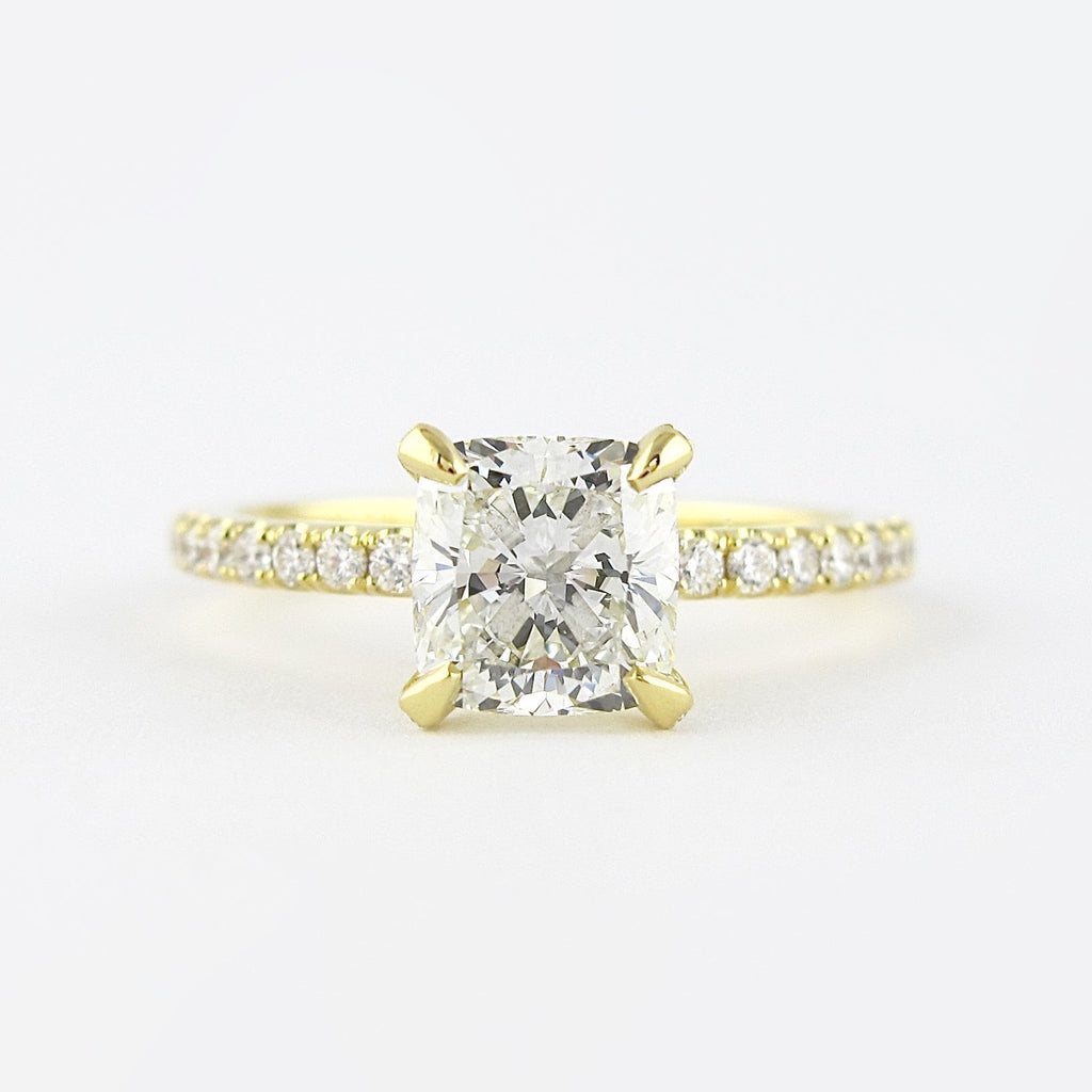1.20 CT Cushion Cut Pave Moissanite Engagement Ring