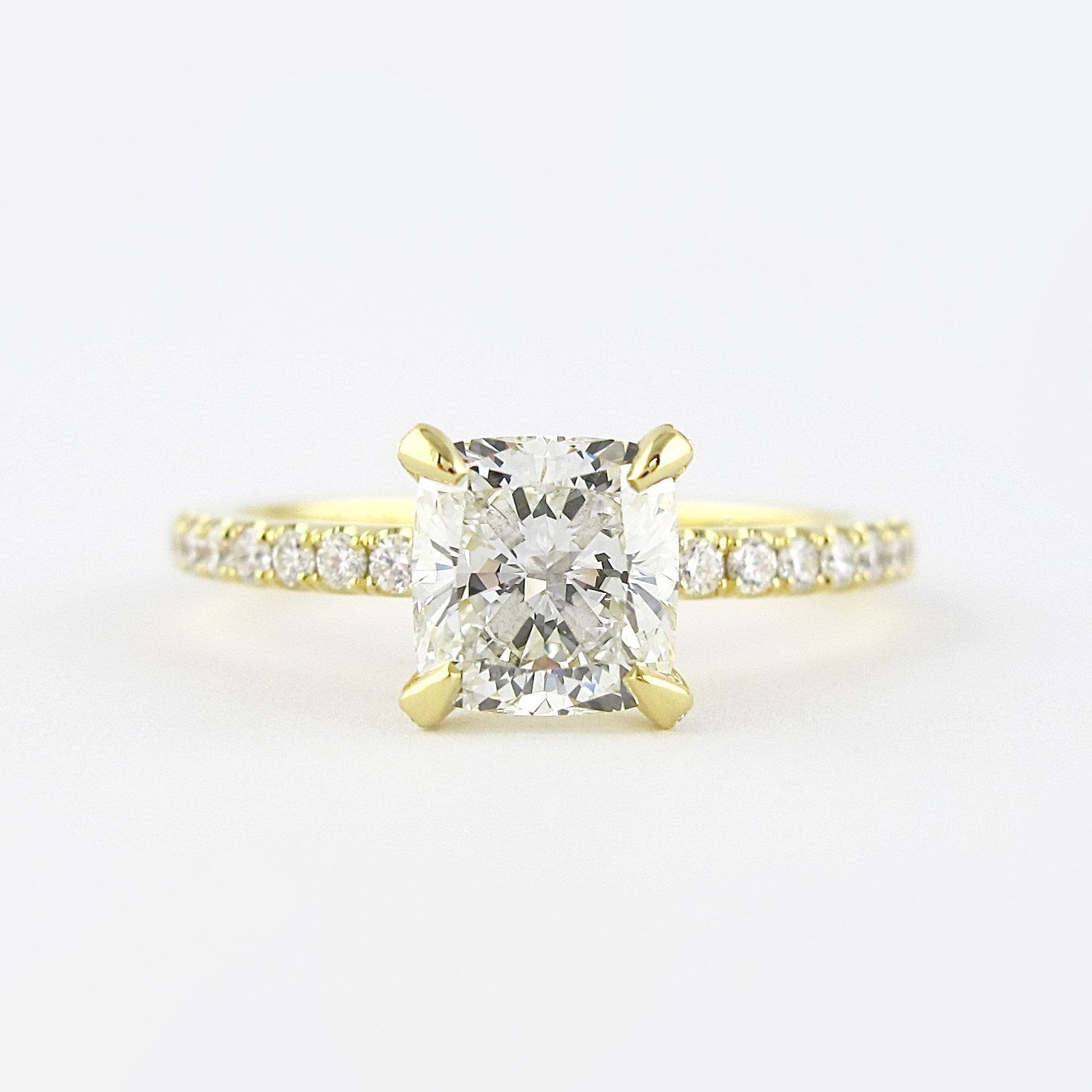 1.20 CT Cushion Cut Pave Moissanite Engagement Ring
