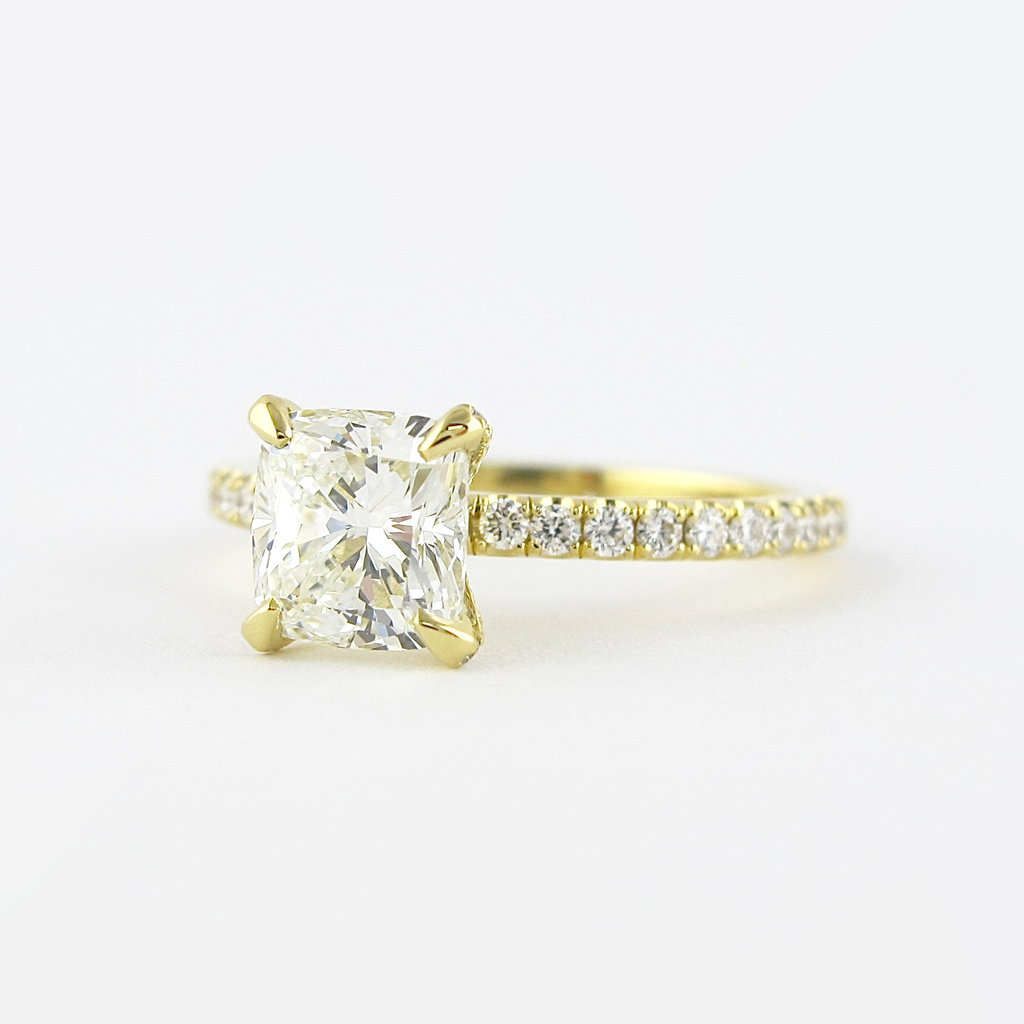 1.20 CT Cushion Cut Pave Moissanite Engagement Ring