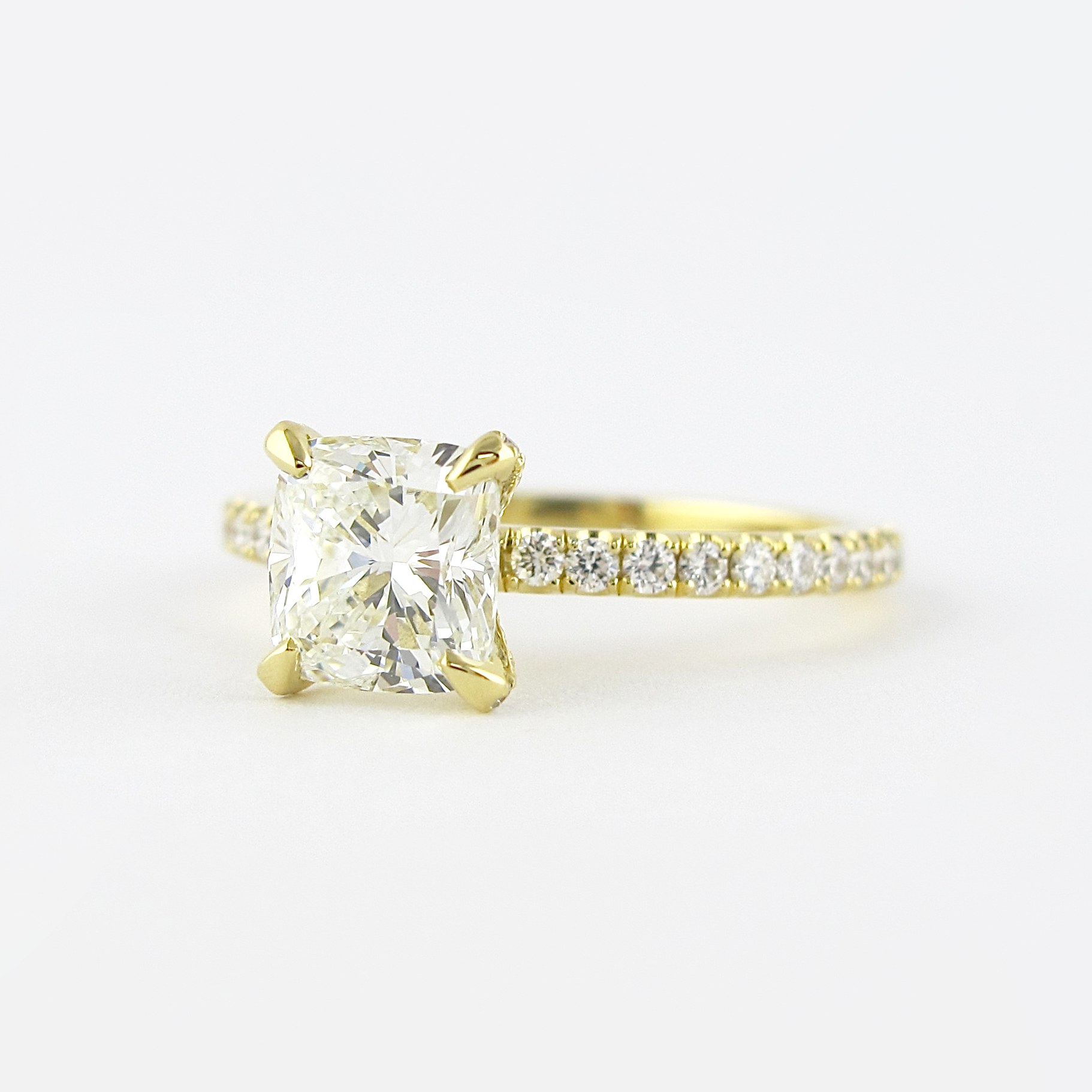1.20 CT Cushion Cut Pave Moissanite Engagement Ring