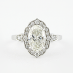 1.91CT Oval Cut Moissanite Vintage Halo Engagement Ring