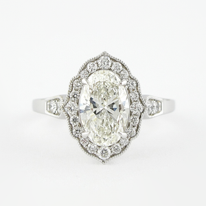 1.91CT Oval Cut Moissanite Vintage Halo Engagement Ring