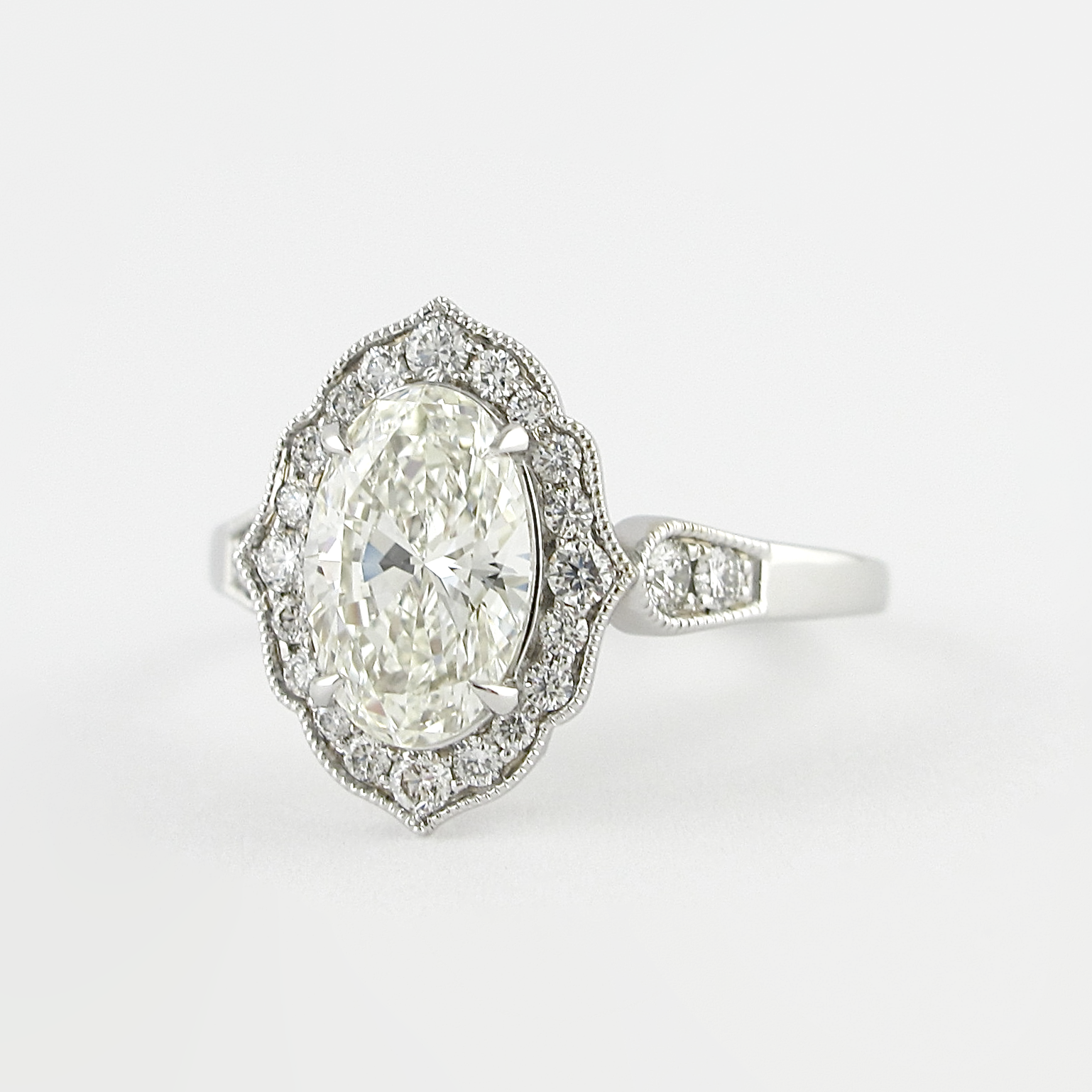 1.91CT Oval Cut Moissanite Vintage Halo Engagement Ring Secondary image