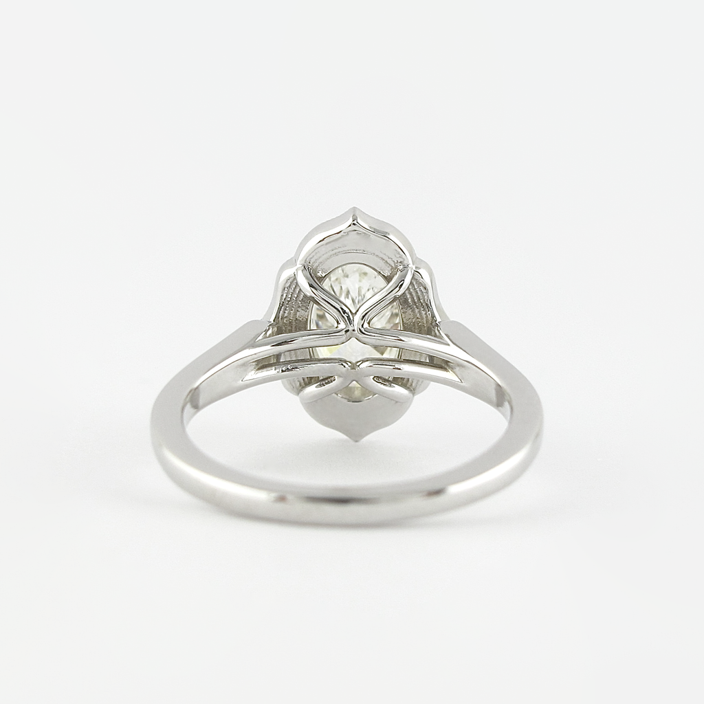 1.91CT Oval Cut Moissanite Vintage Halo Engagement Ring