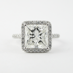 2.0 CT Princess Cut Moissanite Halo Engagement Ring