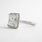 2.0 CT Princess Cut Moissanite Halo Engagement Ring