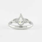 1.50 CT Pear Cut Moissanite 3 Stone Engagement Ring in 14K White Gold