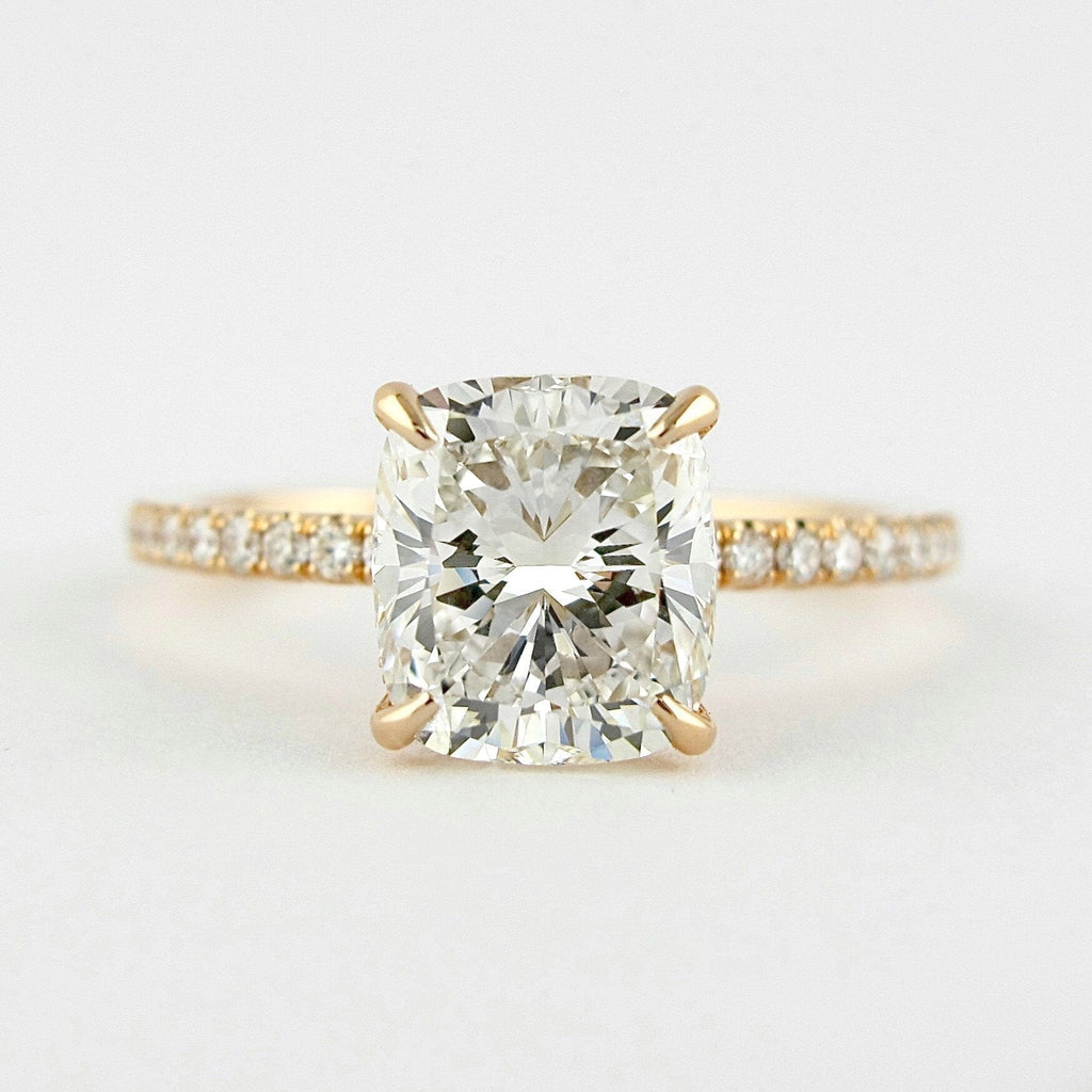1.50 CT Cushion Cut Pave Moissanite Engagement Ring