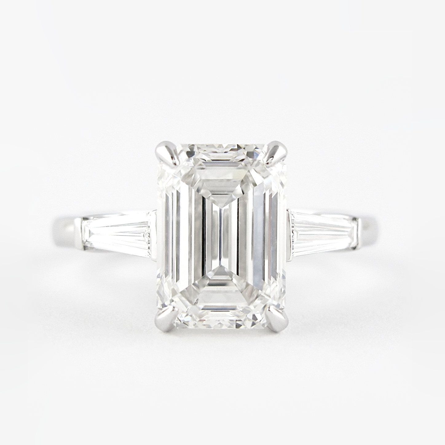 2.30 CT Emerald Moissanite Three Stones Engagement Ring