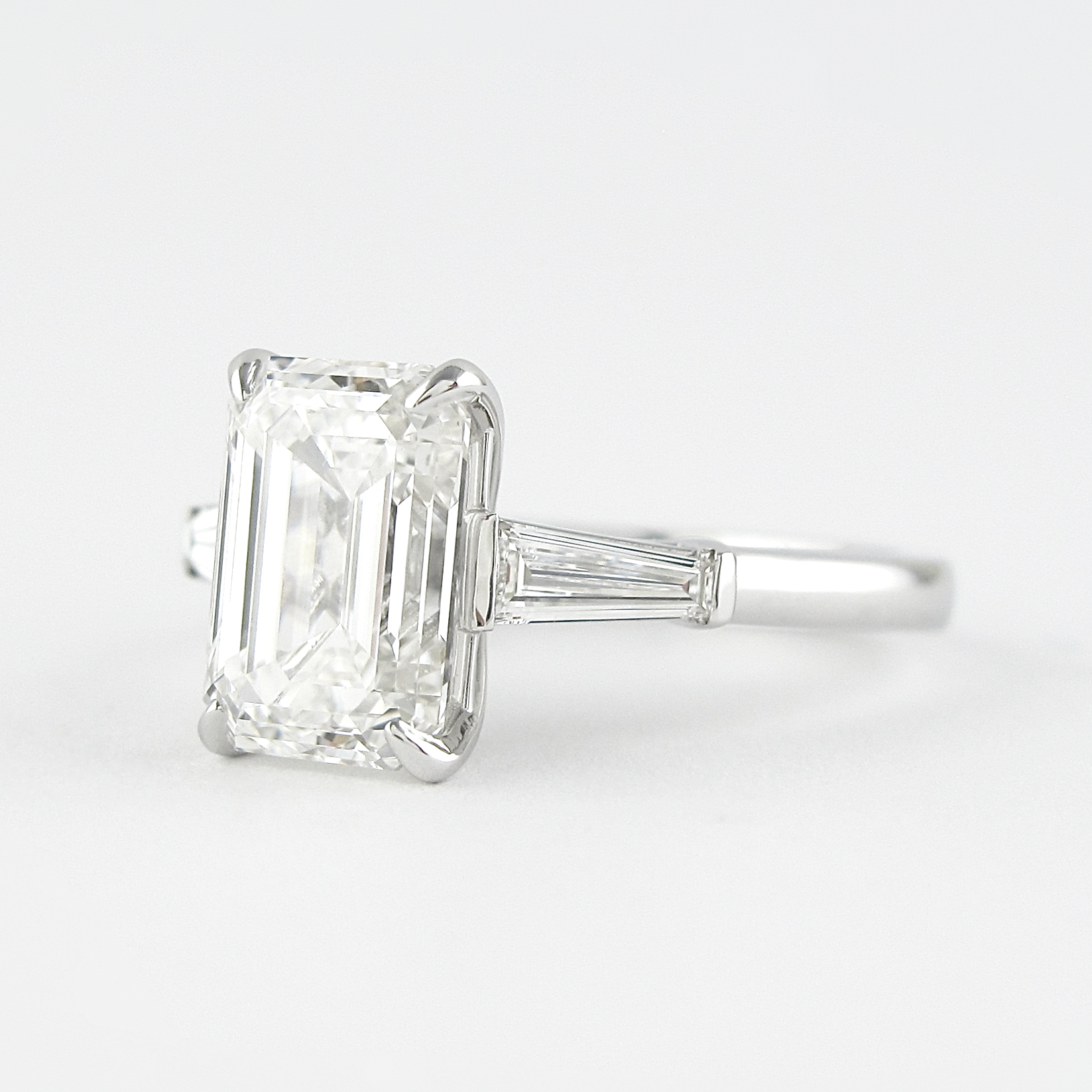 2.30 CT Emerald Moissanite Three Stones Engagement Ring