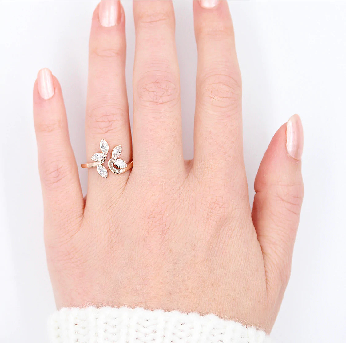 0.6 CT Marquis Cut Cluster Style Moissanite Engagement Ring