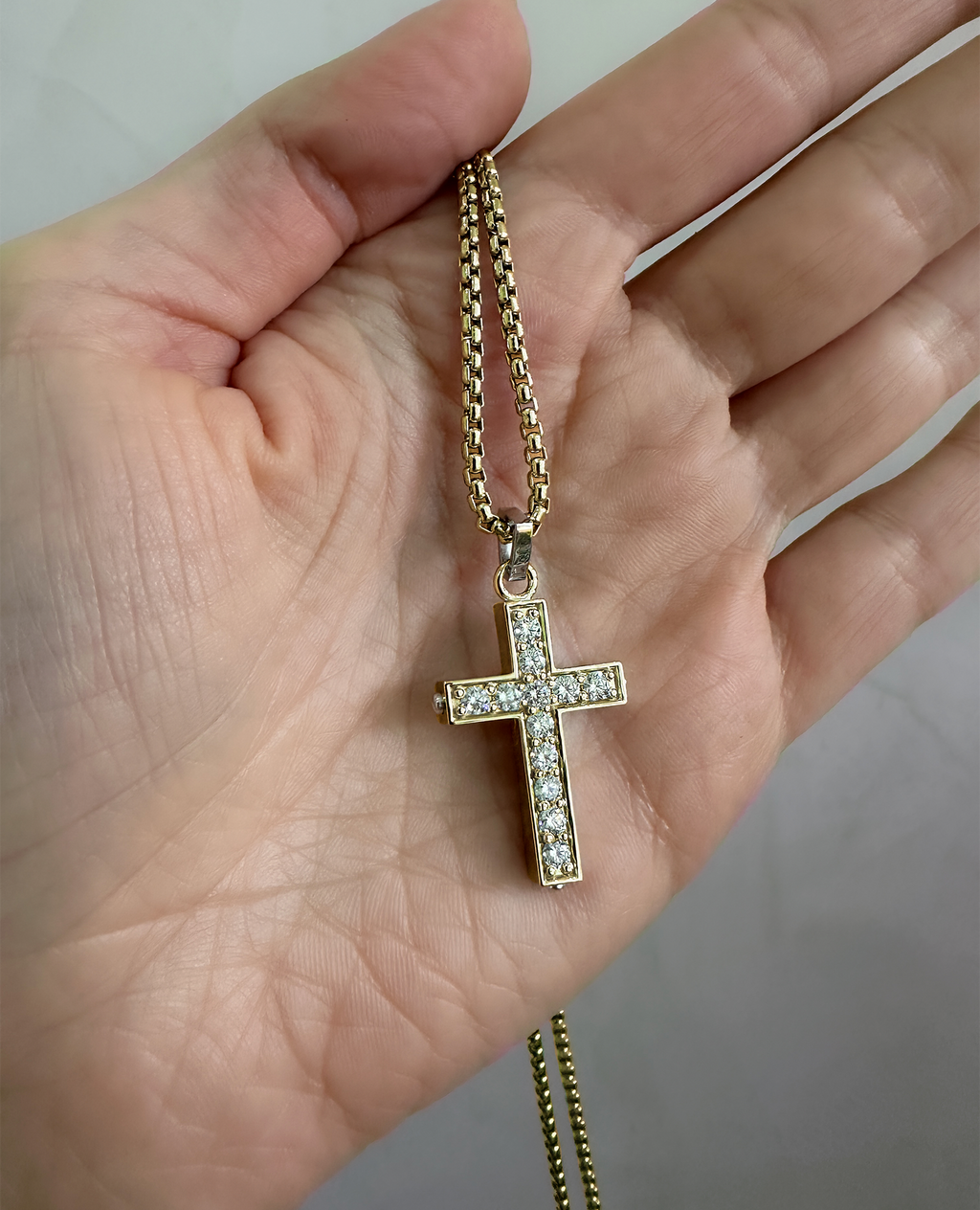 MINI CROSS Two-Tone Gold Pendant with 0.25ct Diamonds