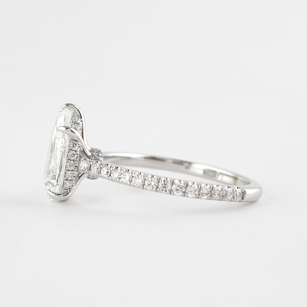 1.50 - 3.50 CT Pear Cut Moissanite Pave Engagement Ring