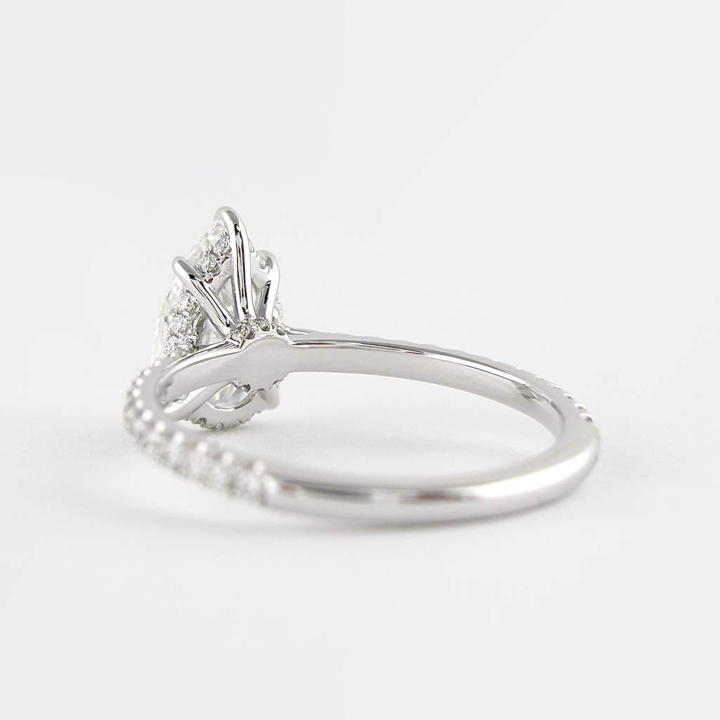 1.50 - 3.50 CT Pear Cut Moissanite Pave Engagement Ring