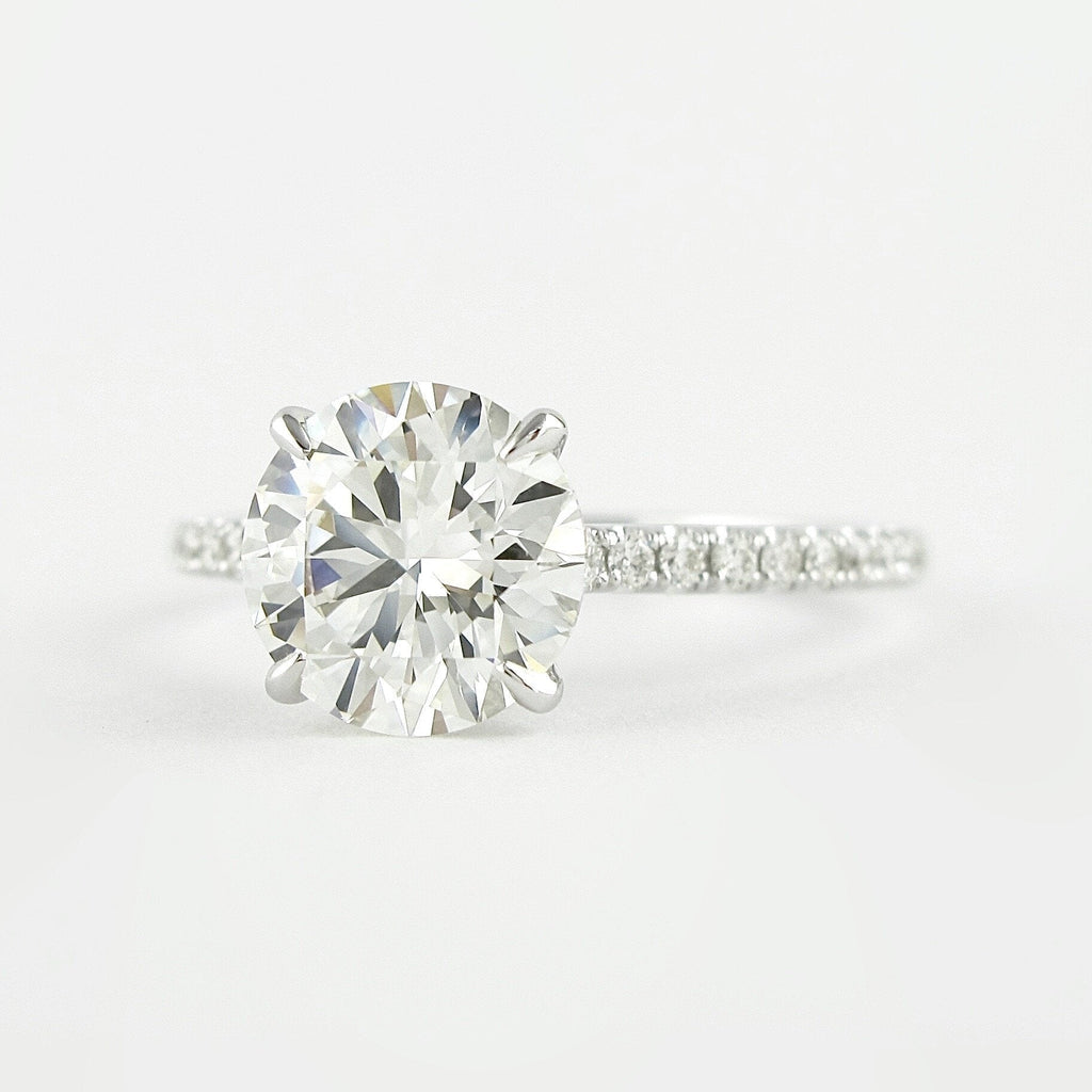1.0 CT Round Cut Hidden Halo Moissanite Engagement Ring