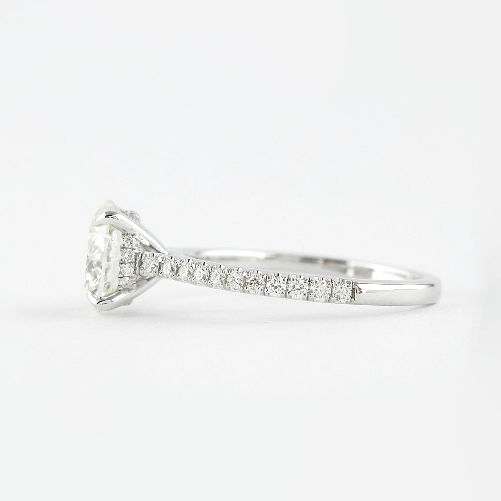 1.0 CT Round Cut Hidden Halo Moissanite Engagement Ring