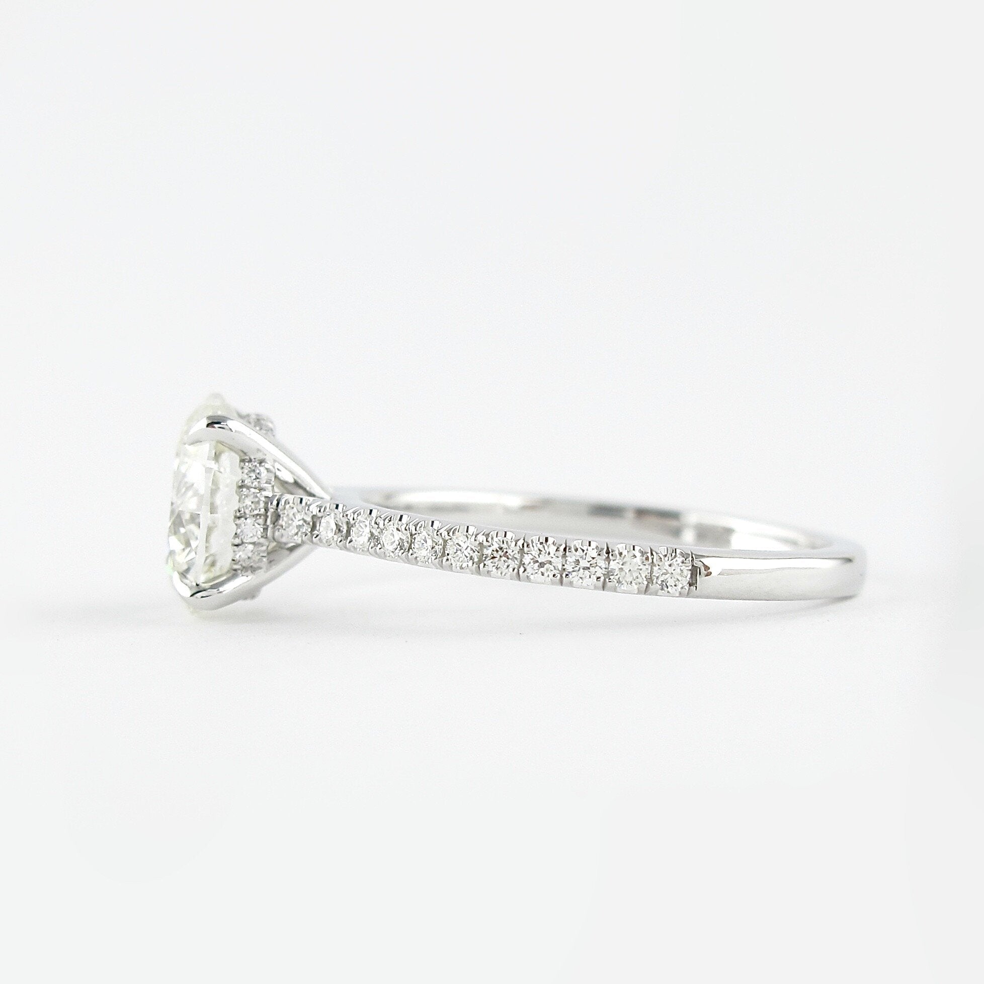 1.0 CT Round Cut Hidden Halo Moissanite Engagement Ring