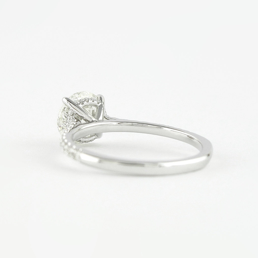 1.0 CT Round Cut Hidden Halo Moissanite Engagement Ring