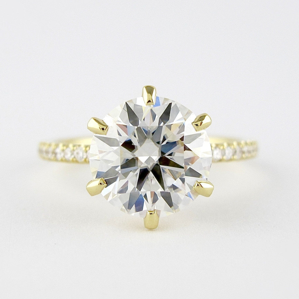 1.90 CT Round Cut Moissanite Diamond Pave Style Engagement Ring