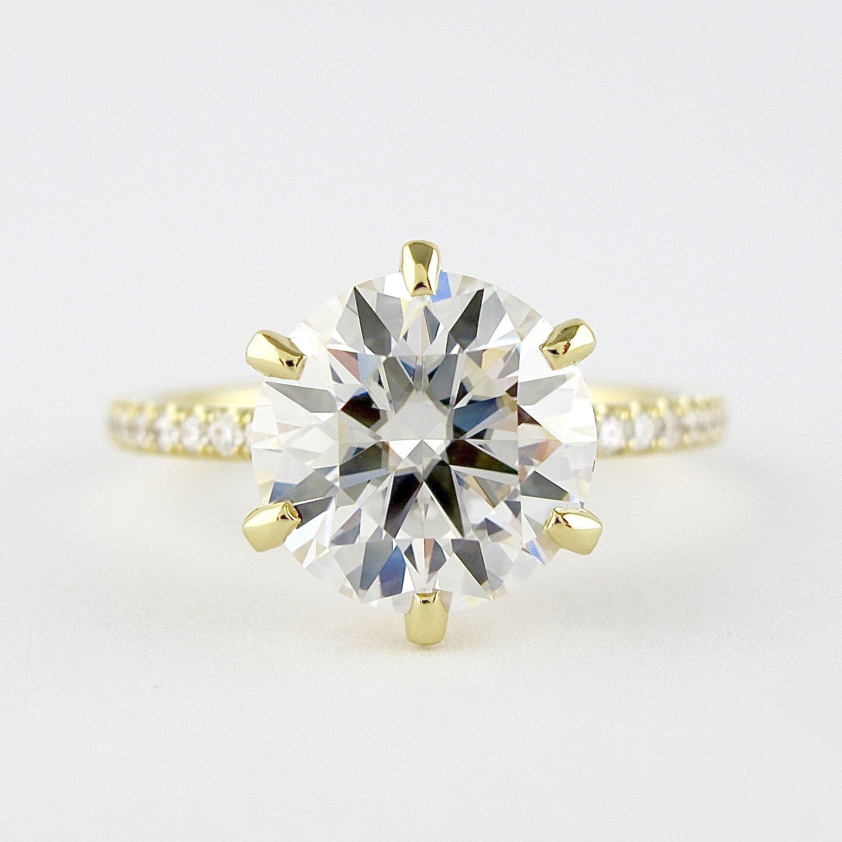 1.90 CT Round Cut Moissanite Diamond Pave Style Engagement Ring