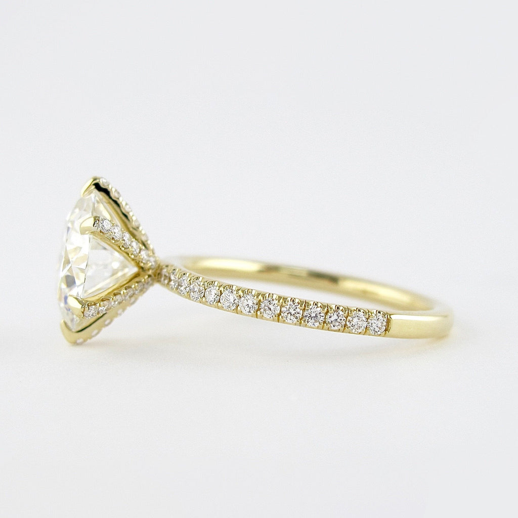 1.90 CT Round Cut Moissanite Diamond Pave Style Engagement Ring