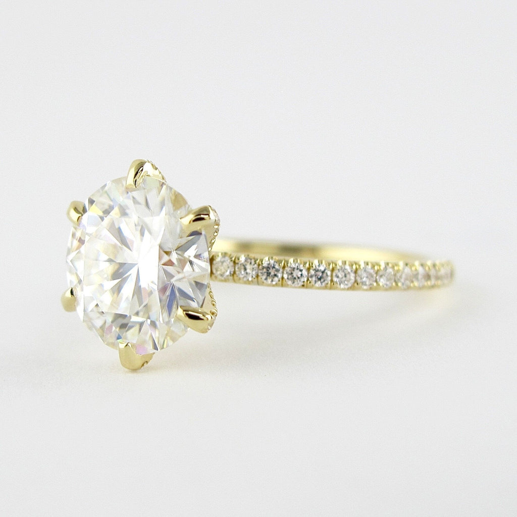 1.90 CT Round Cut Moissanite Diamond Pave Style Engagement Ring