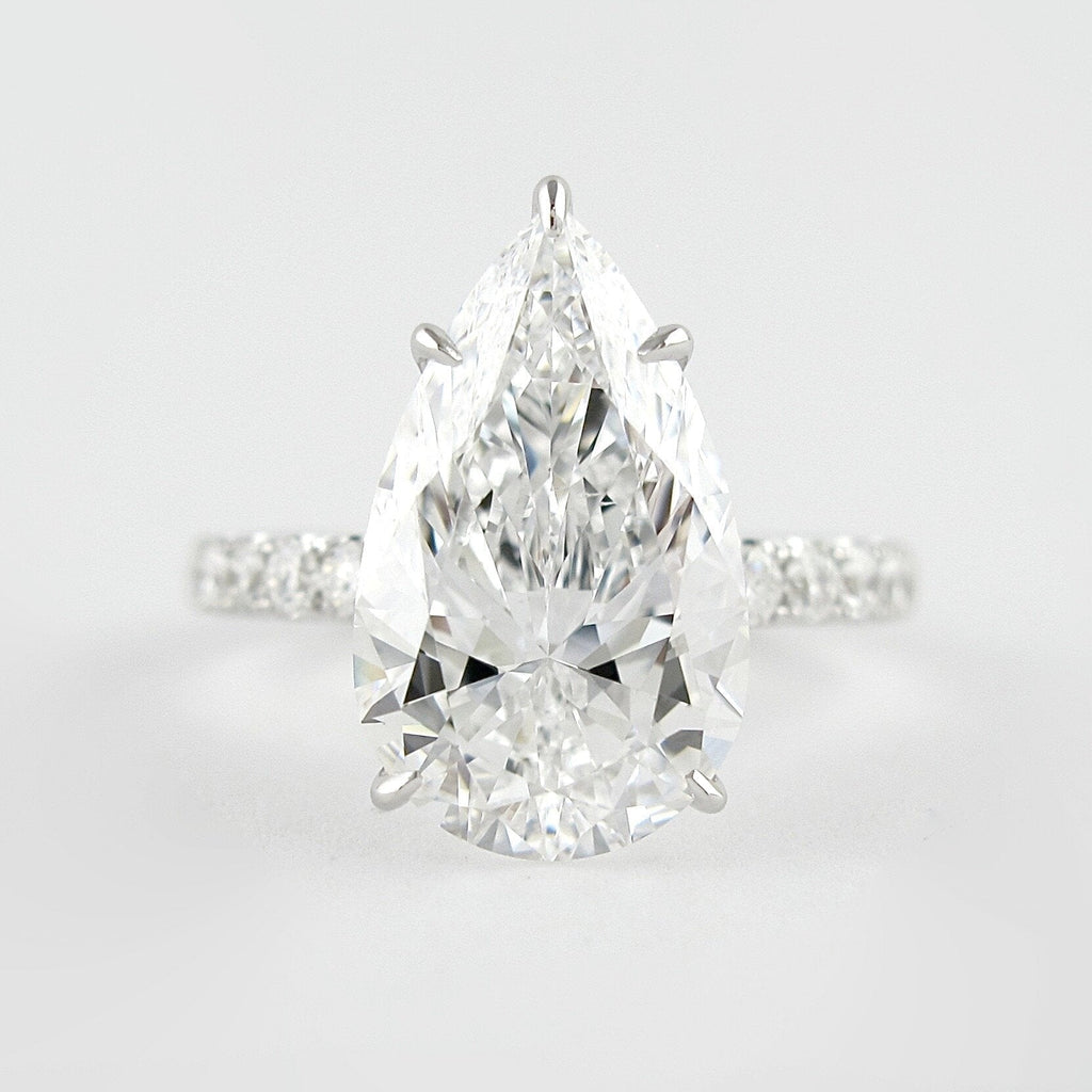 2.10 CT Pear Moissanite Pave Setting Engagement Ring