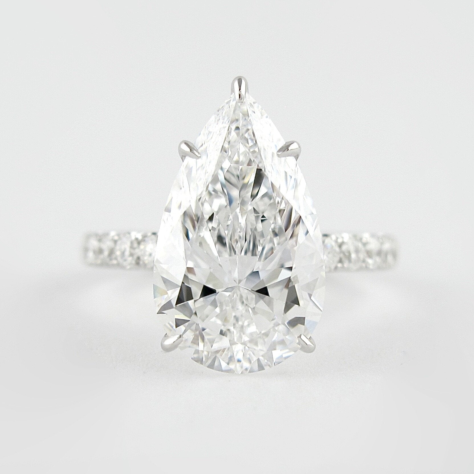 2.10 CT Pear Moissanite Pave Setting Engagement Ring