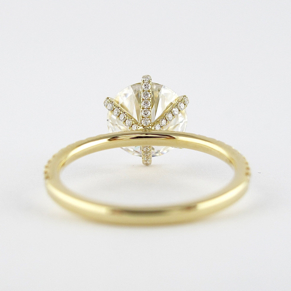 1.90 CT Round Cut Moissanite Diamond Pave Style Engagement Ring