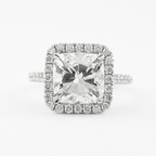2.15 CT Cushion Cut Moissanite Halo Setting Engagement Ring
