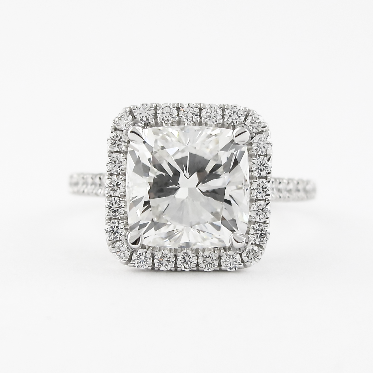 2.15 CT Cushion Cut Moissanite Halo Setting Engagement Ring