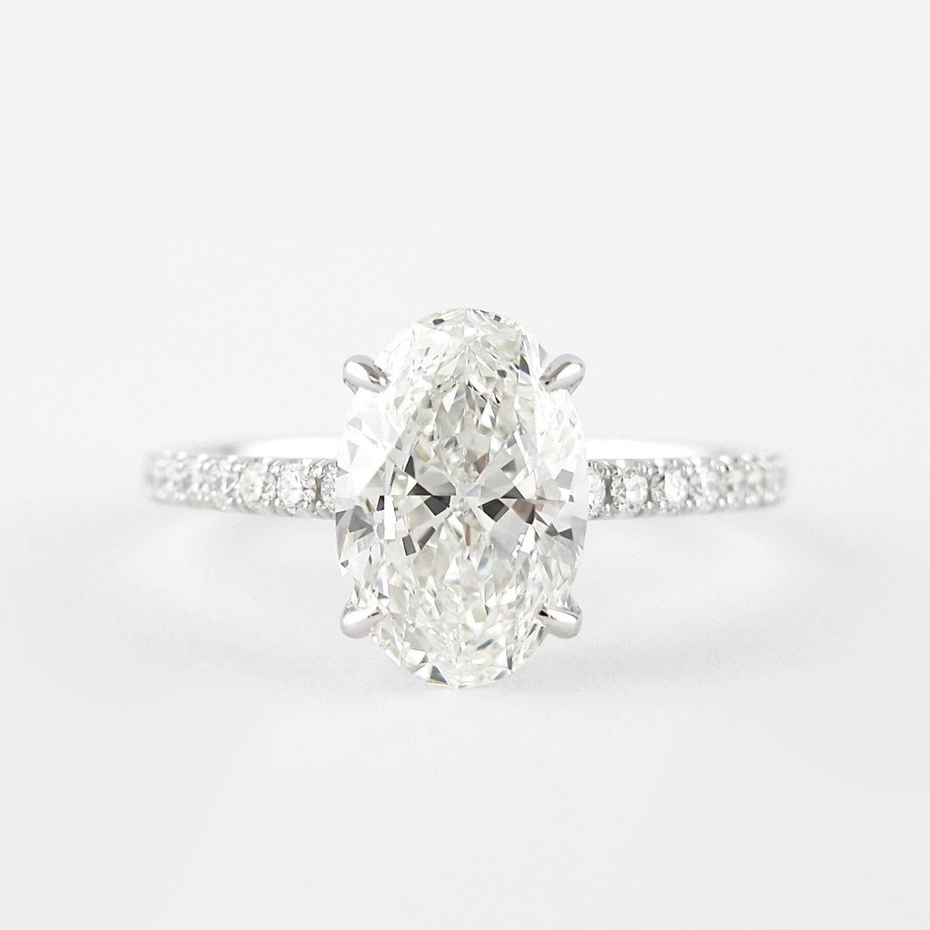 1.91 CT Oval Cut Moissanite Pave Engagement Ring