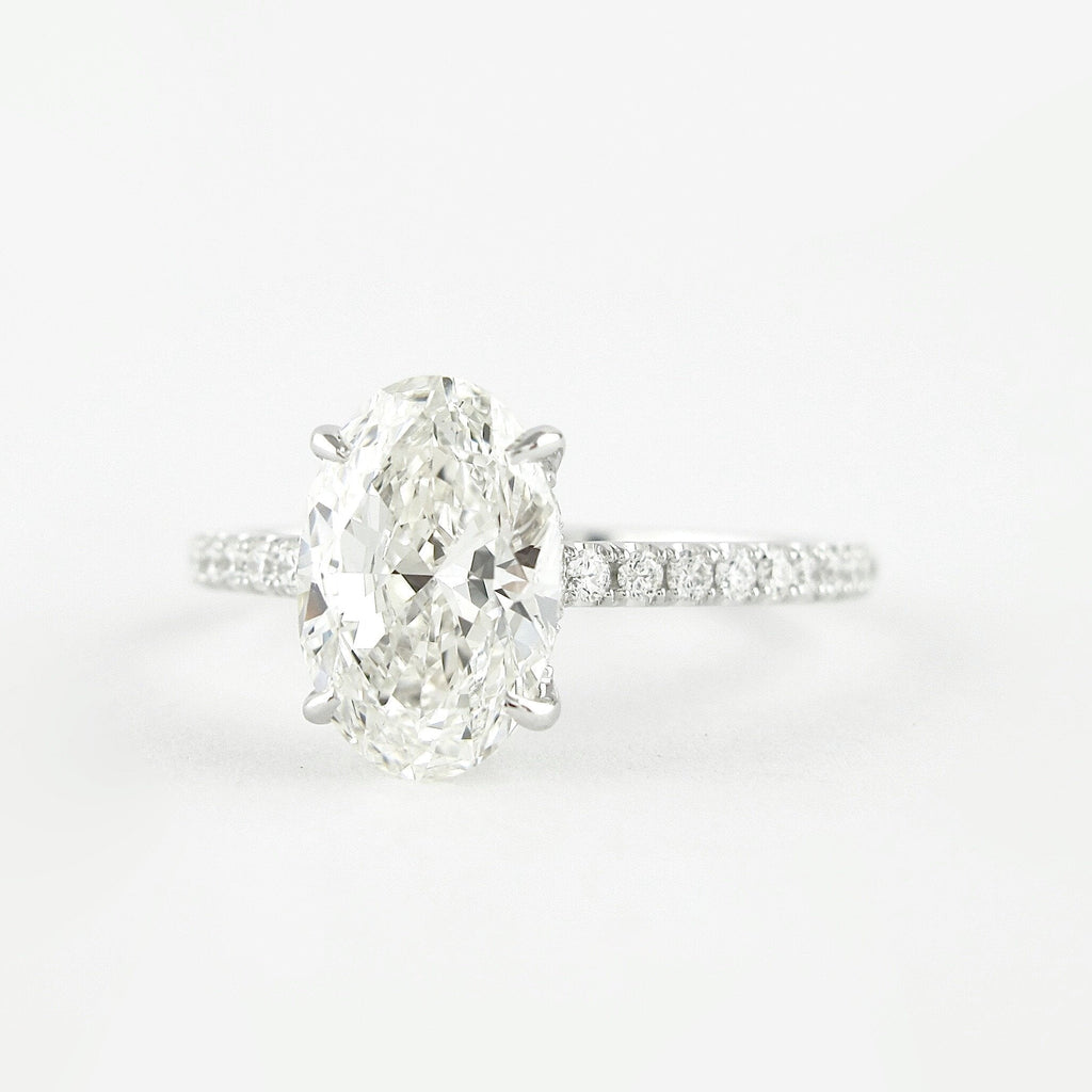 1.91 CT Oval Cut Moissanite Pave Engagement Ring