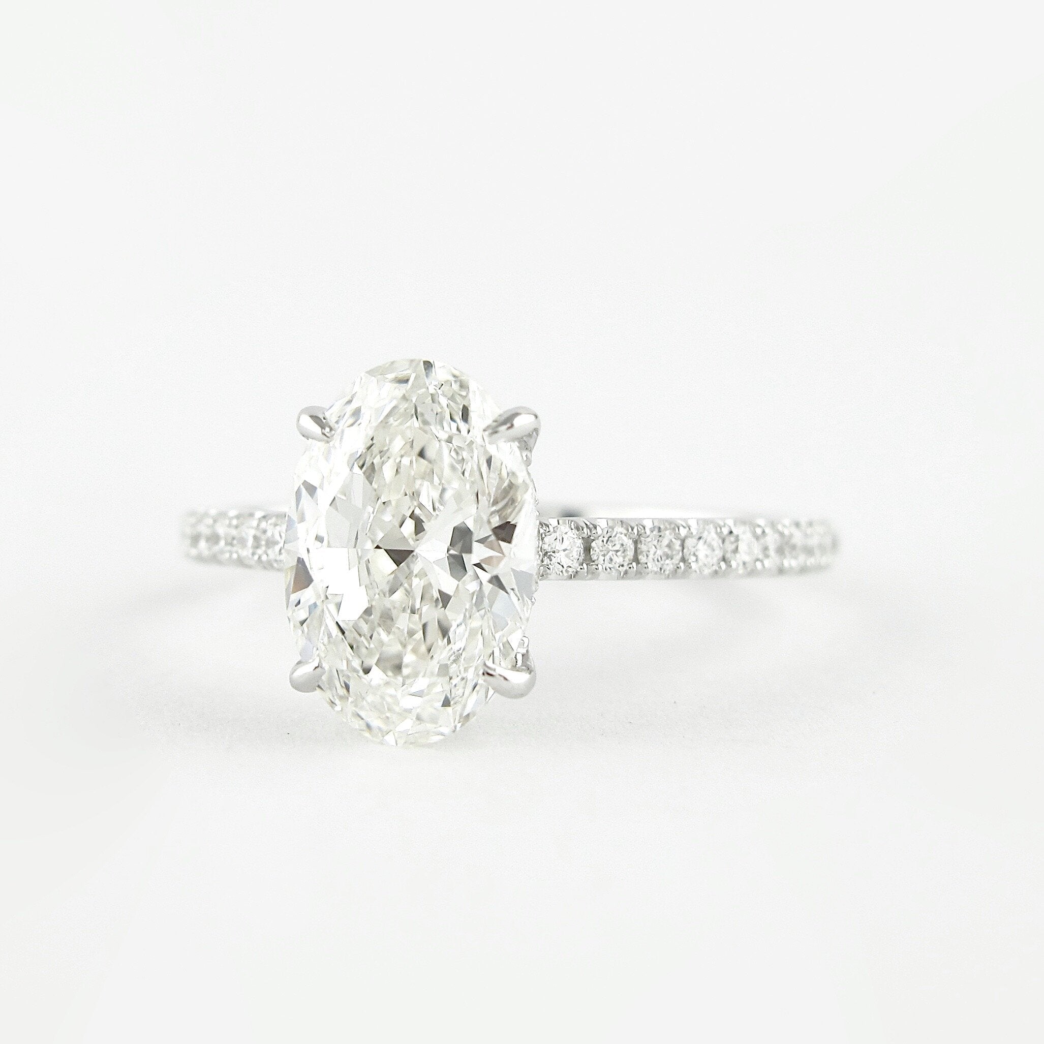 1.91 CT Oval Cut Moissanite Pave Engagement Ring