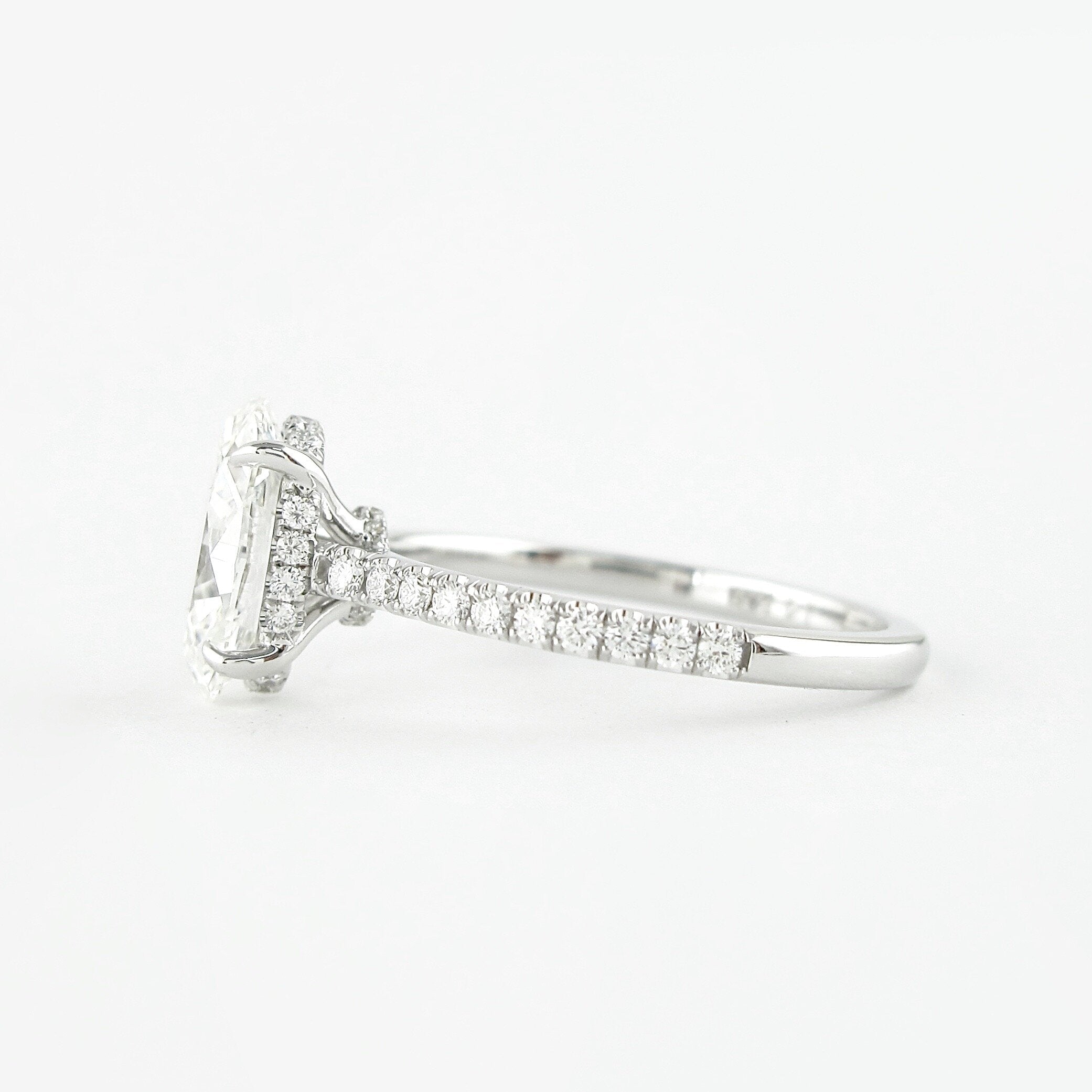 1.91 CT Oval Cut Moissanite Pave Engagement Ring