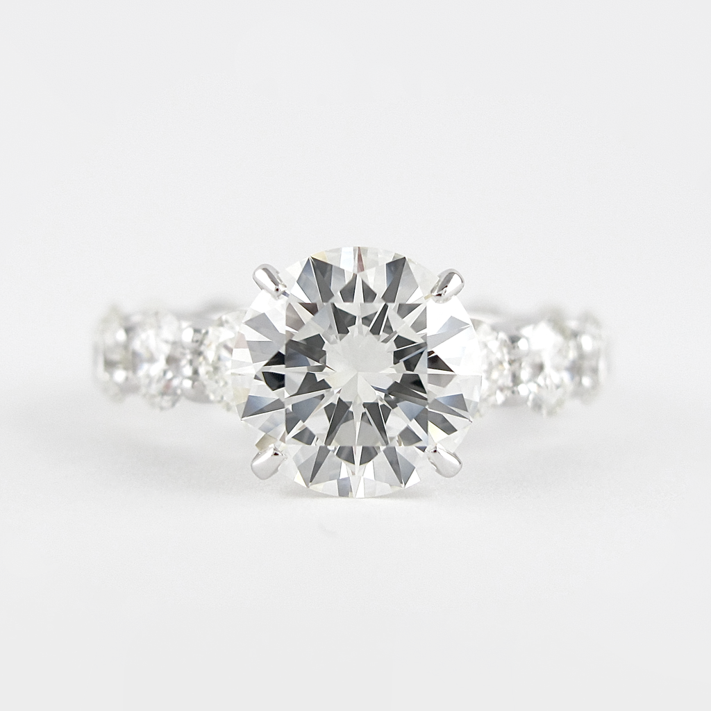 1.40 CT Round Cut Moissanite Pave Style Engagement Ring