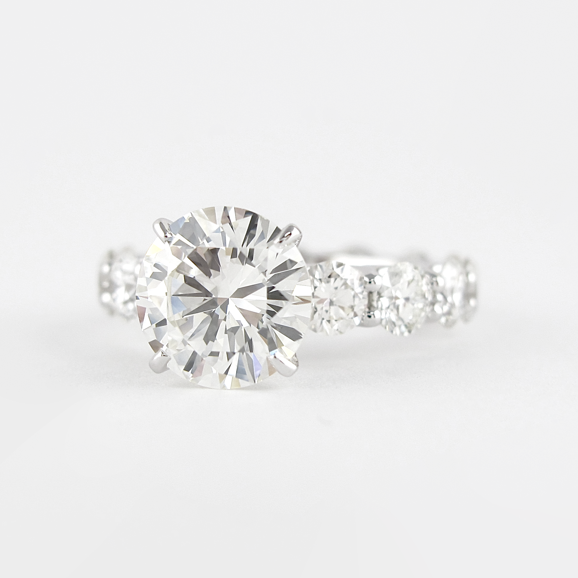 1.40 CT Round Cut Moissanite Pave Style Engagement Ring