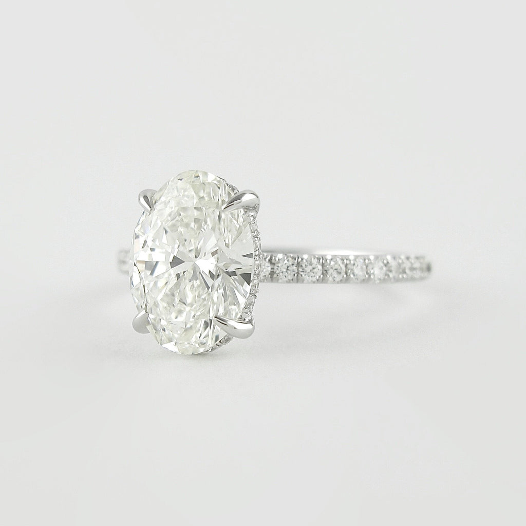 1.33 CT Oval Cut Pave Setting Moissanite Engagement Ring