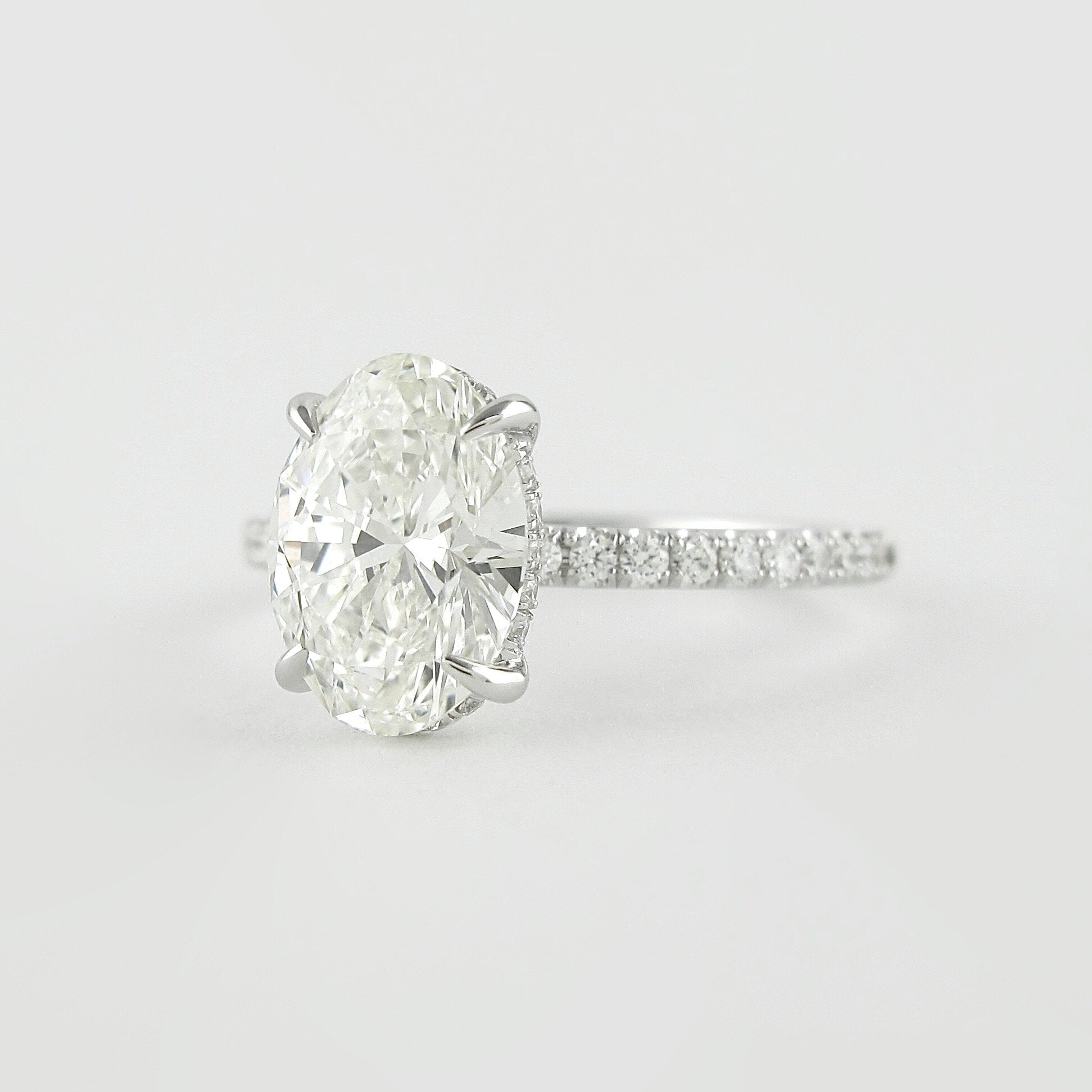 1.33 CT Oval Cut Pave Setting Moissanite Engagement Ring
