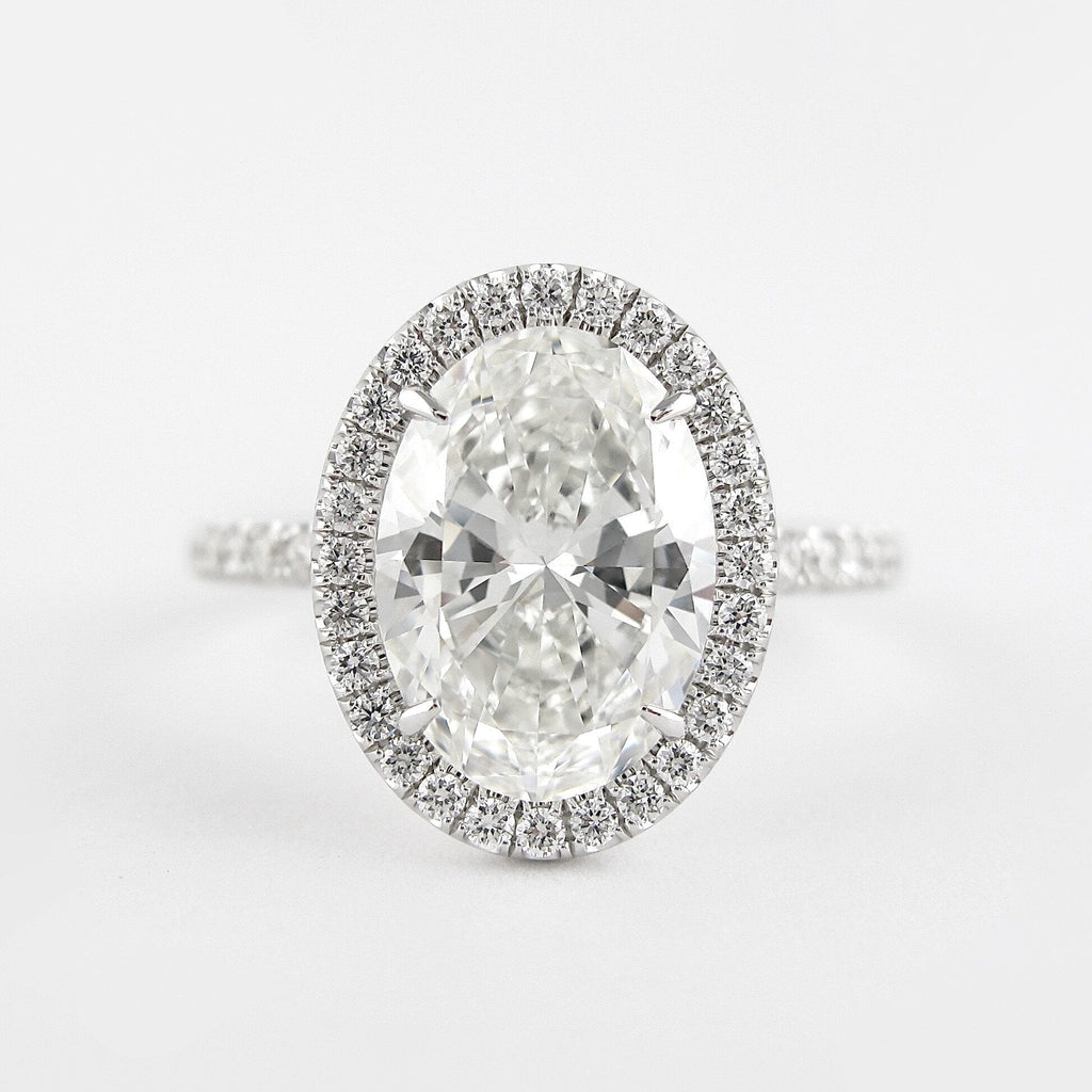 1.91 CT Oval Cut Moissanite Halo Engagement Ring