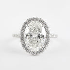 1.91 CT Oval Cut Moissanite Halo Engagement Ring