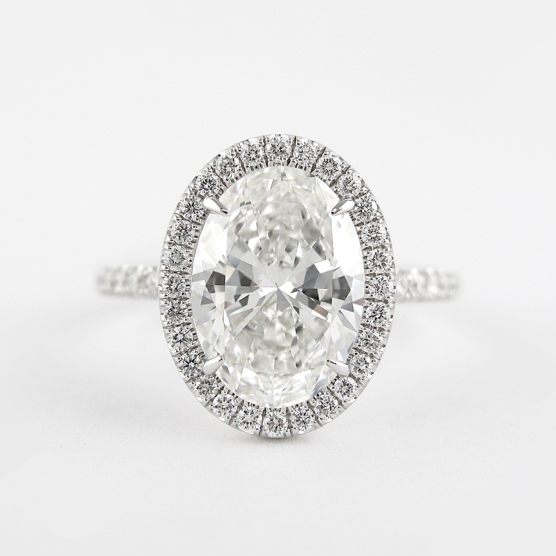 1.91 CT Oval Cut Moissanite Halo Engagement Ring