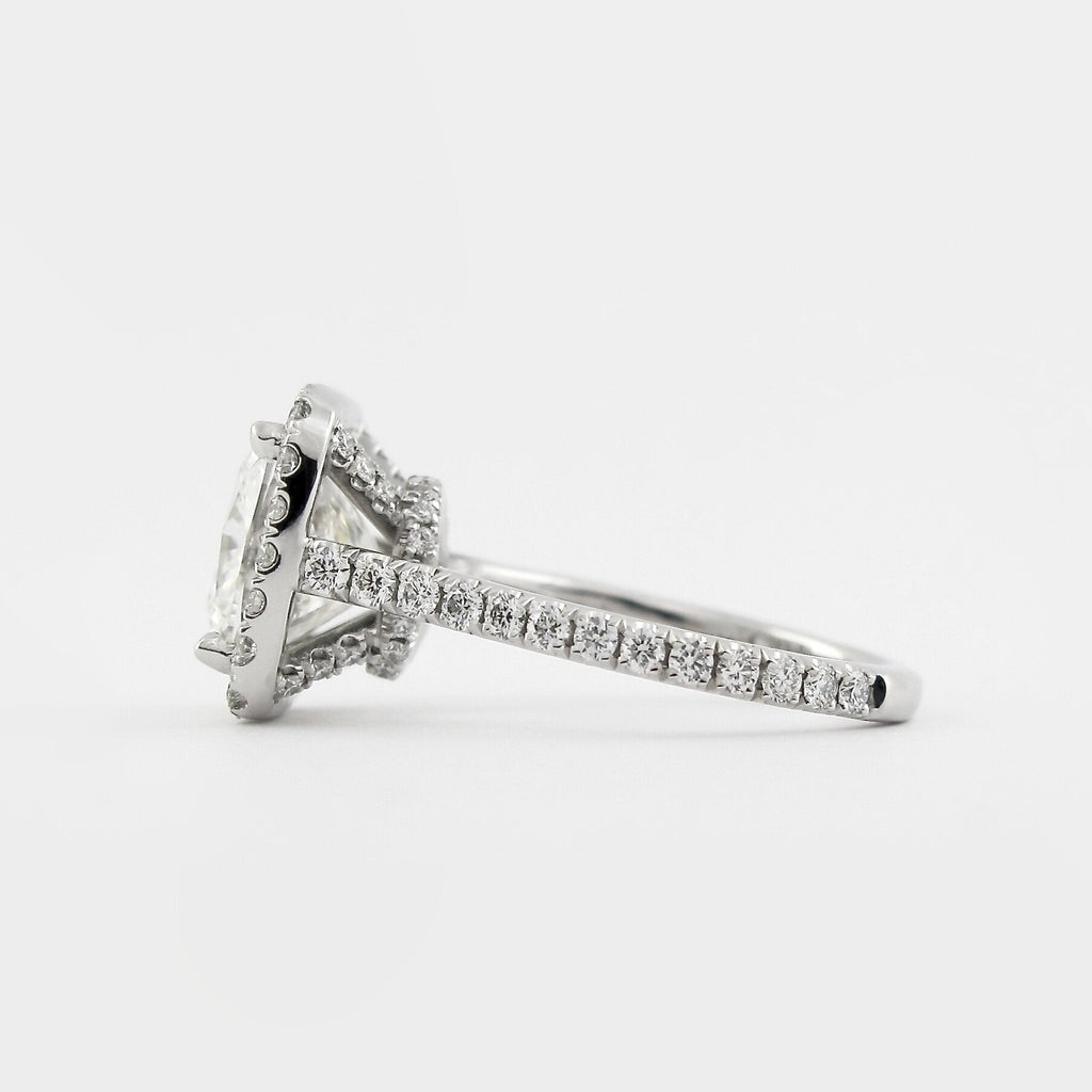 2.15 CT Cushion Cut Moissanite Halo Setting Engagement Ring