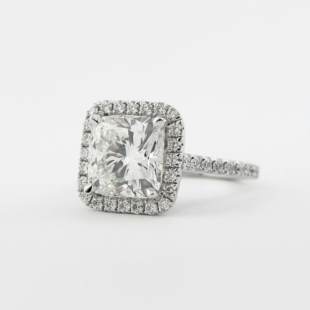 2.15 CT Cushion Cut Moissanite Halo Setting Engagement Ring