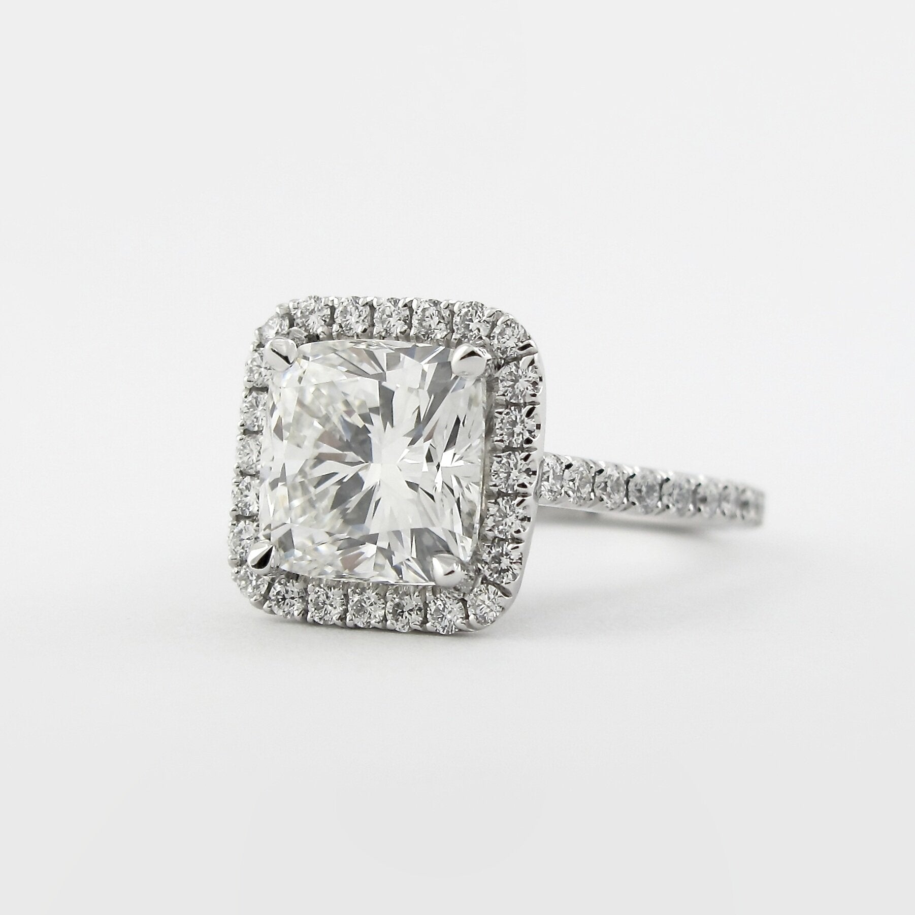 2.15 CT Cushion Cut Moissanite Halo Setting Engagement Ring